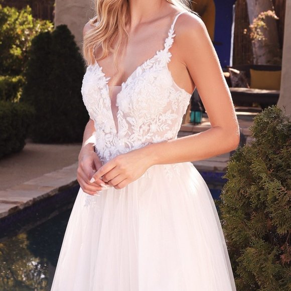 NEW LONG OFF THE SHOULDER SLEEVELESS WEDDING DRESS WITH ZIPPER BACK  CD CB072W - Picture 6 of 10